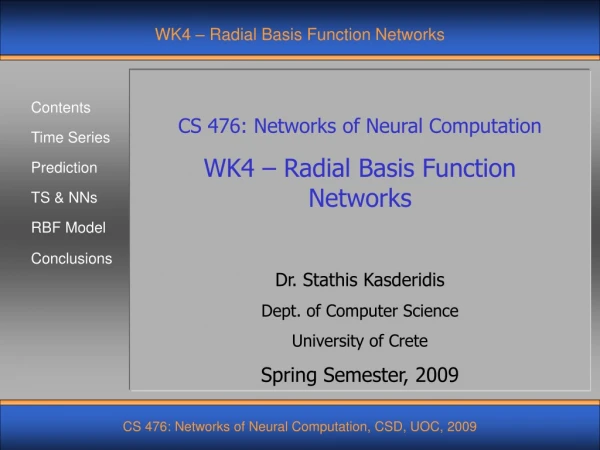 WK4 – Radial Basis Function Networks