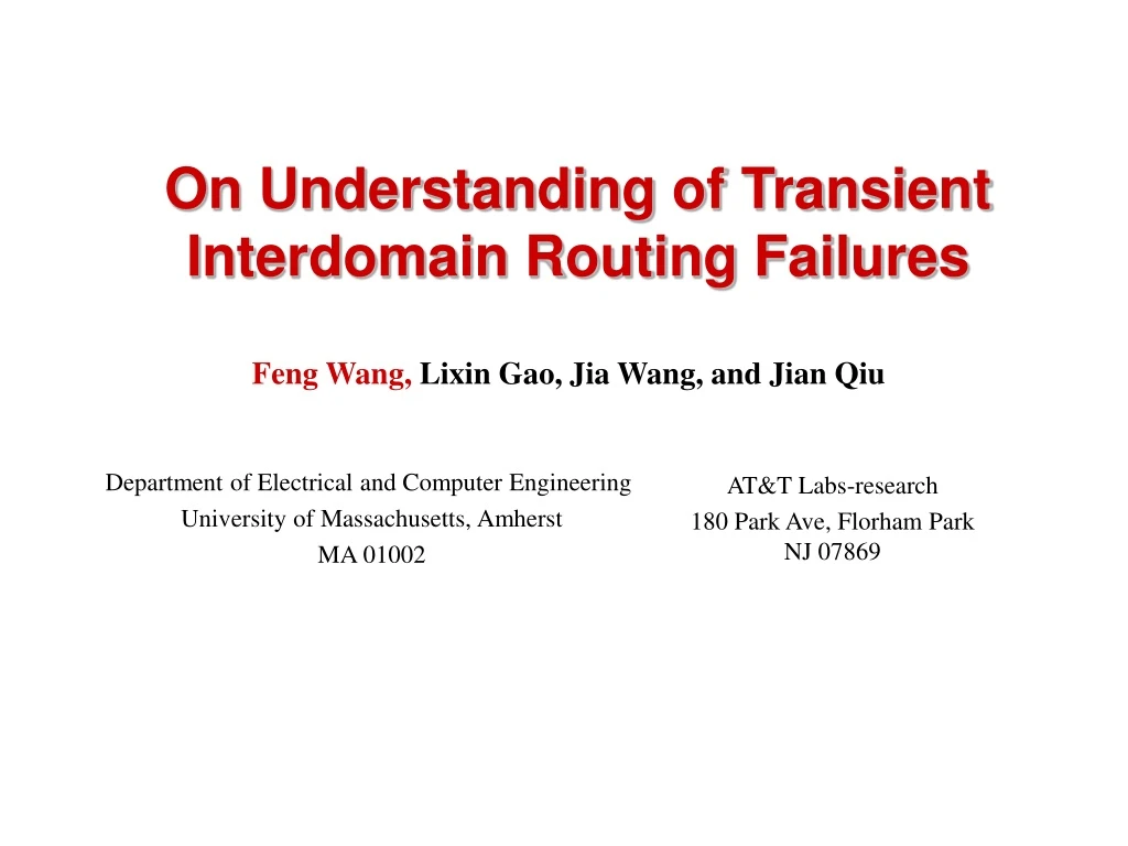 on understanding of transient interdomain routing failures