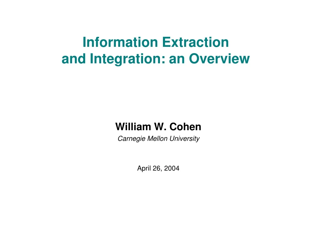 information extraction and integration an overview