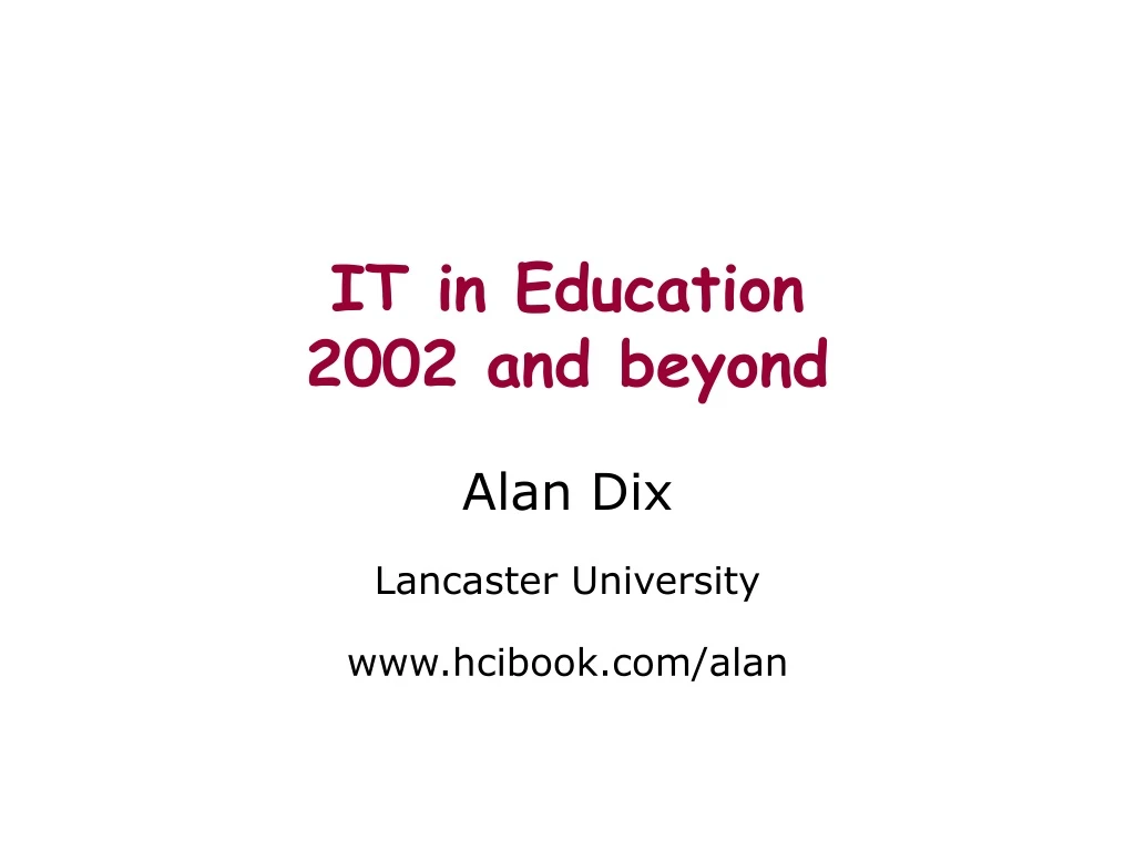 it in education 2002 and beyond