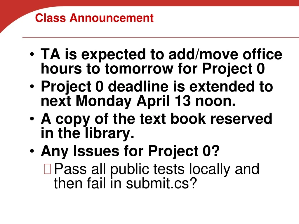 class announcement