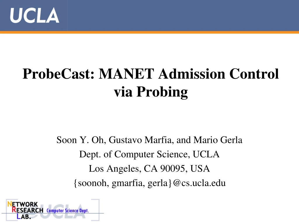 probecast manet admission control via probing
