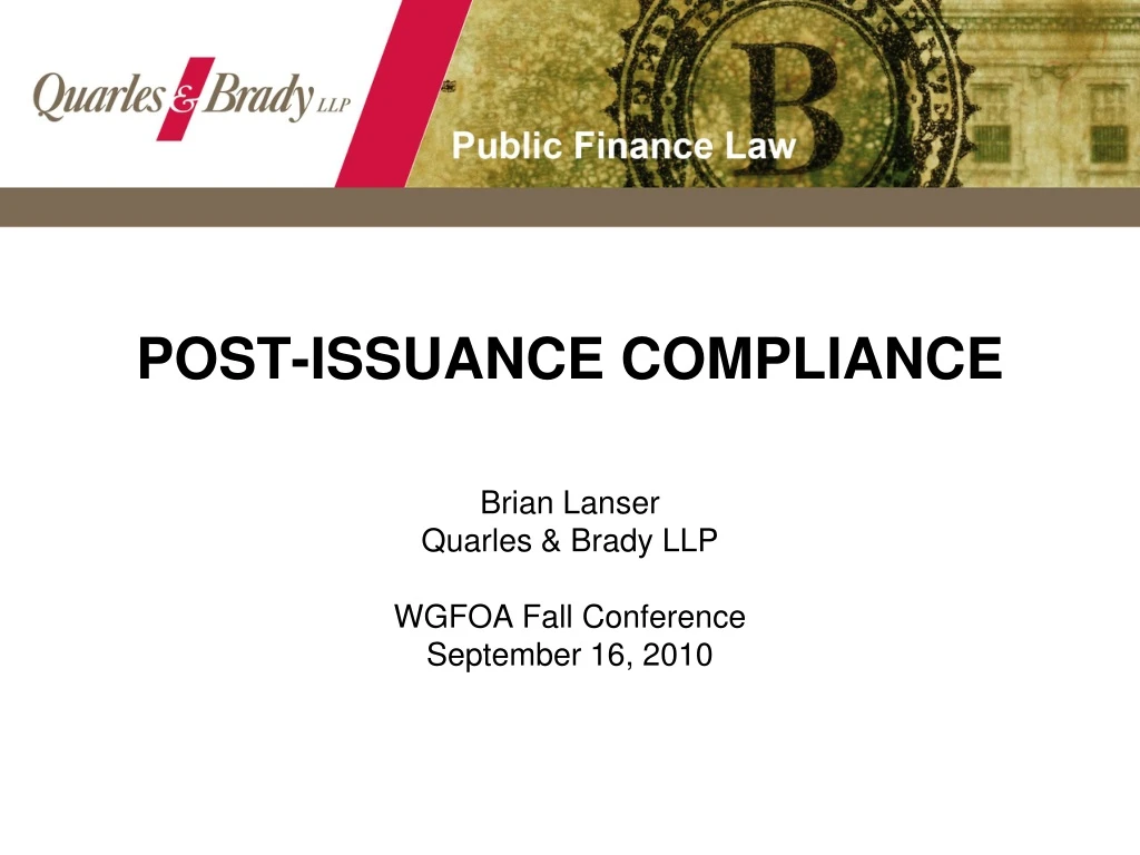 post issuance compliance