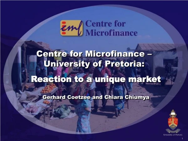 Centre for Microfinance – University of Pretoria: