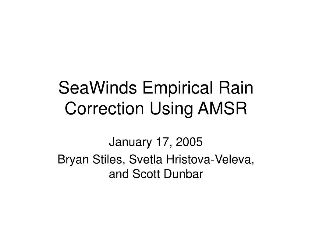 seawinds empirical rain correction using amsr