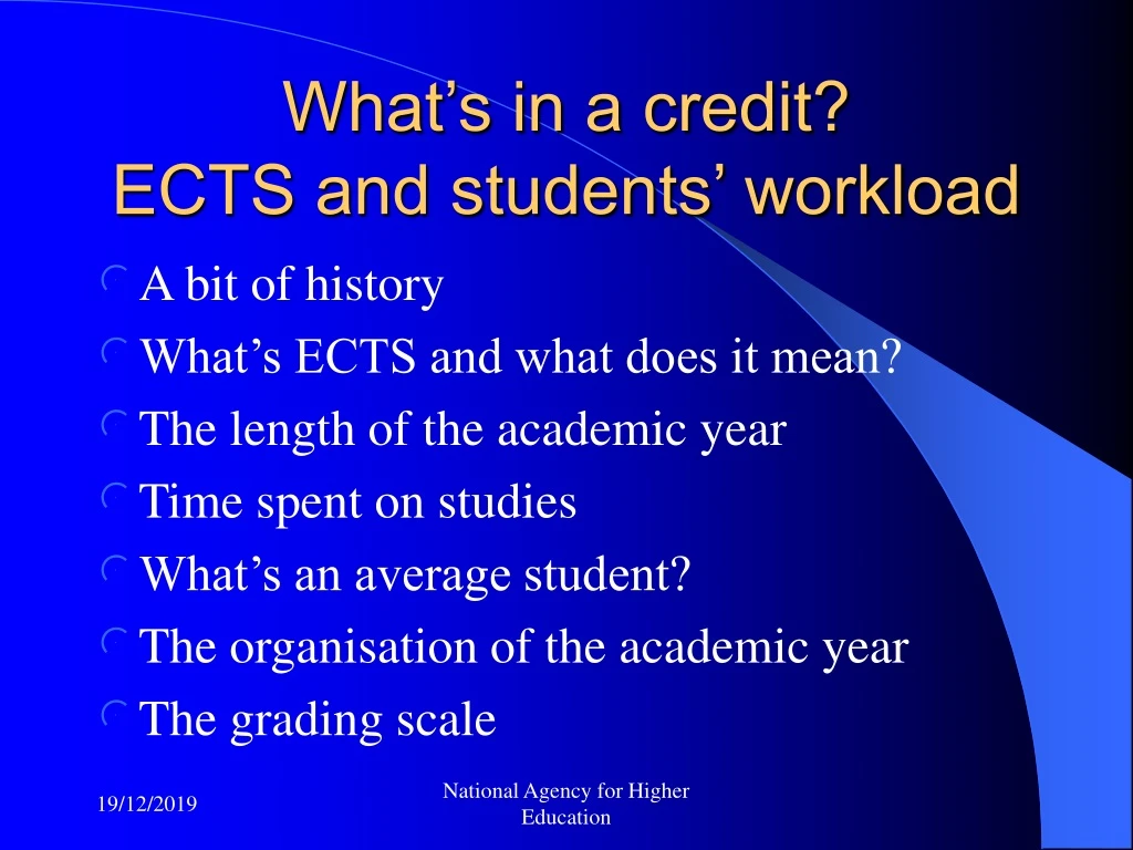 what s in a credit ects and students workload