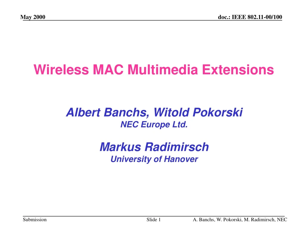 wireless mac multimedia extensions albert banchs