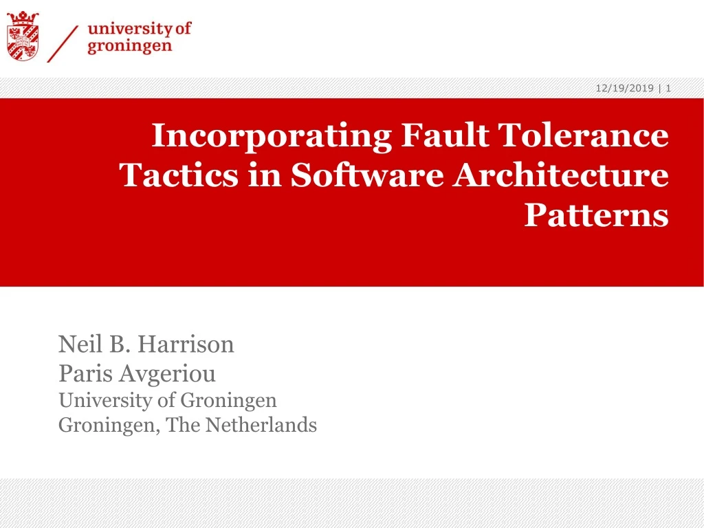 incorporating fault tolerance tactics in software architecture patterns