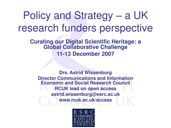 Policy and Strategy – a UK research funders perspective