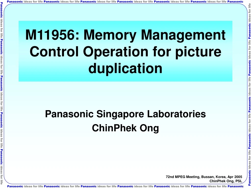 m11956 memory management control operation for picture duplication