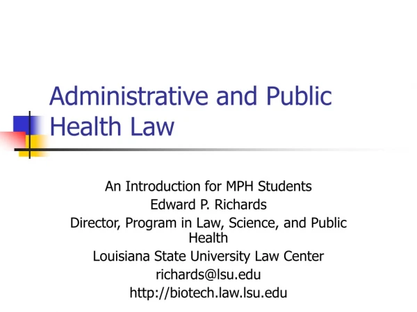 Administrative and Public Health Law