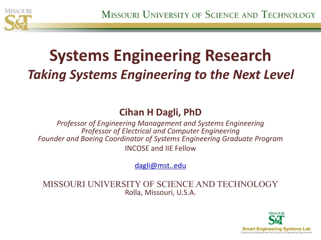systems engineering research taking systems