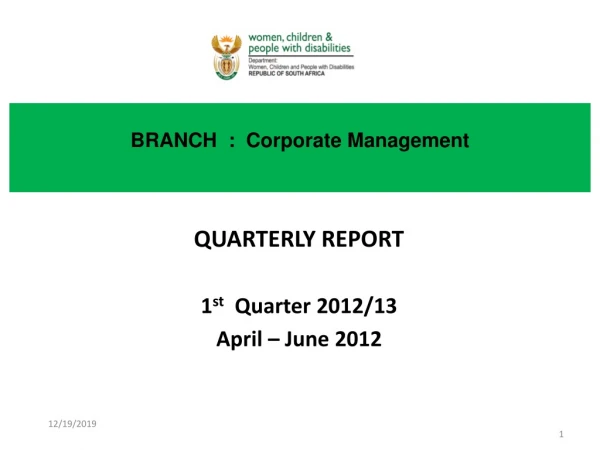 BRANCH  :  Corporate Management