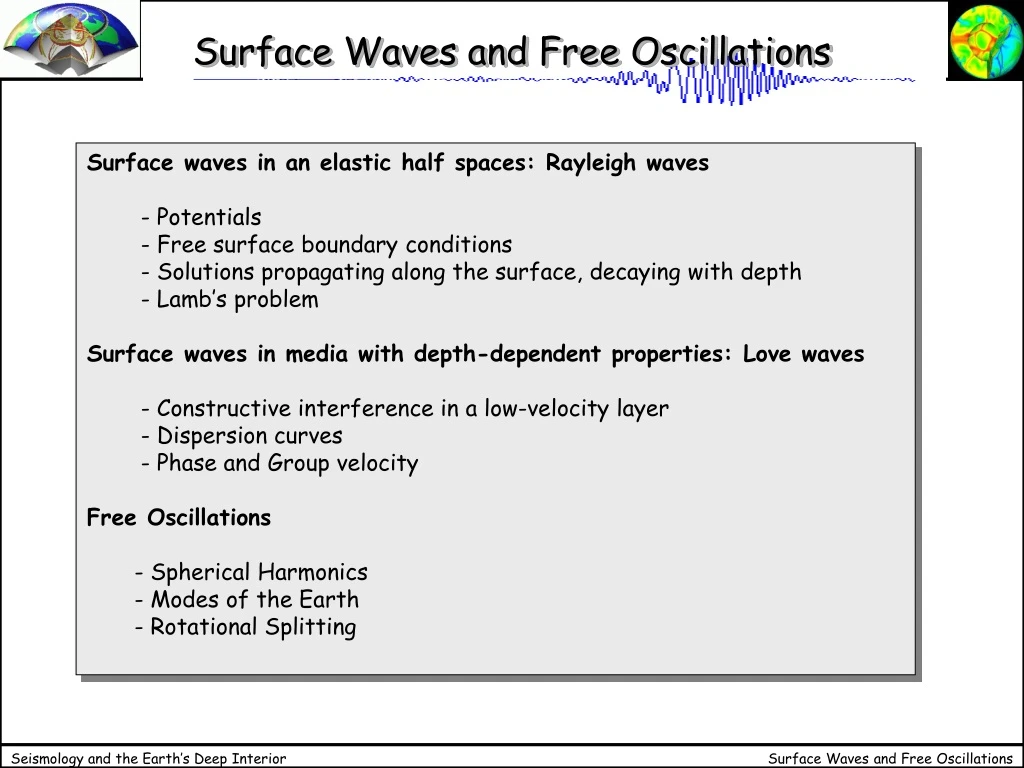 surface waves and free oscillations