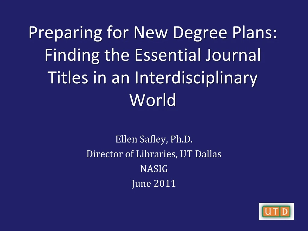 preparing for new degree plans finding the essential journal titles in an interdisciplinary world