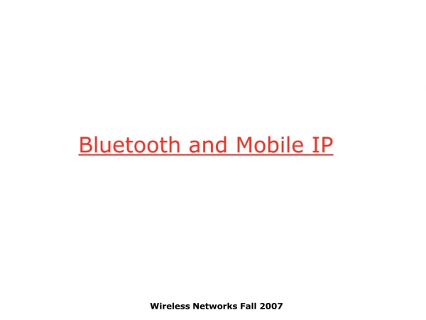 Bluetooth and Mobile IP