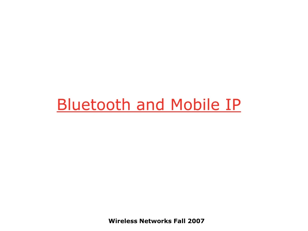 bluetooth and mobile ip
