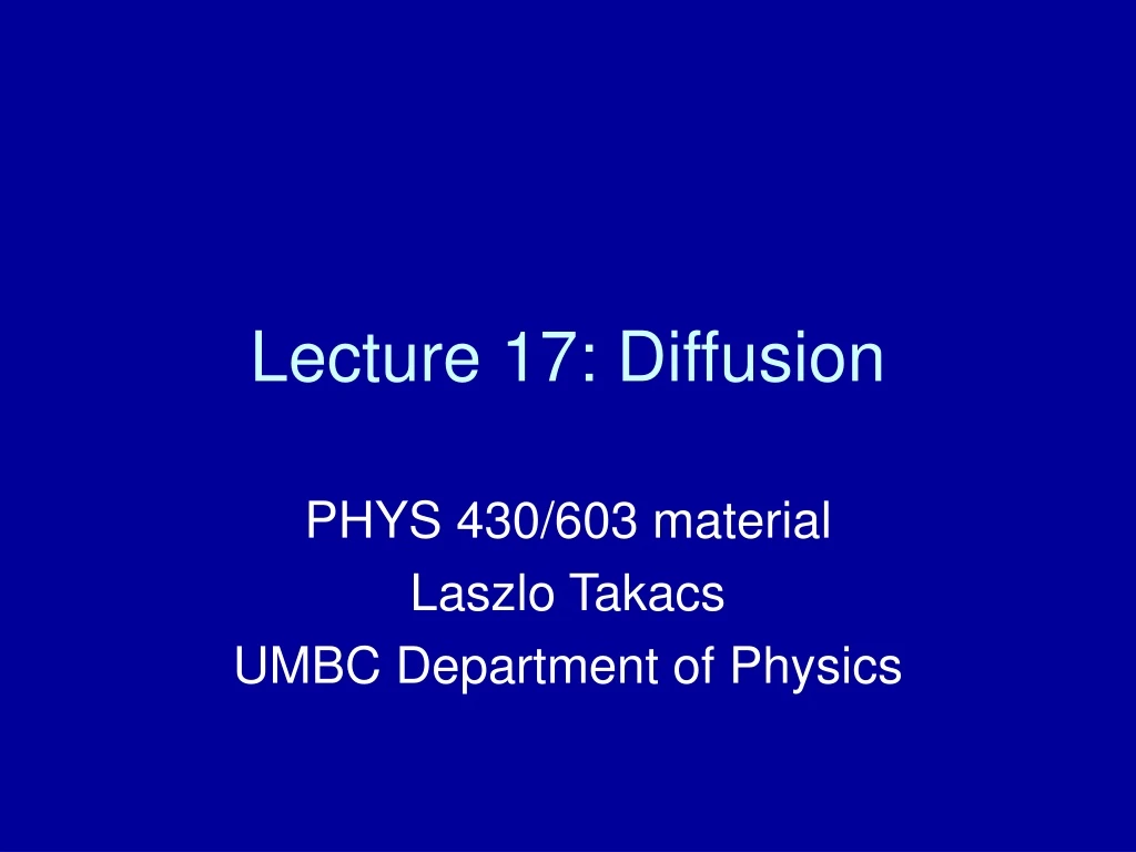 lecture 17 diffusion