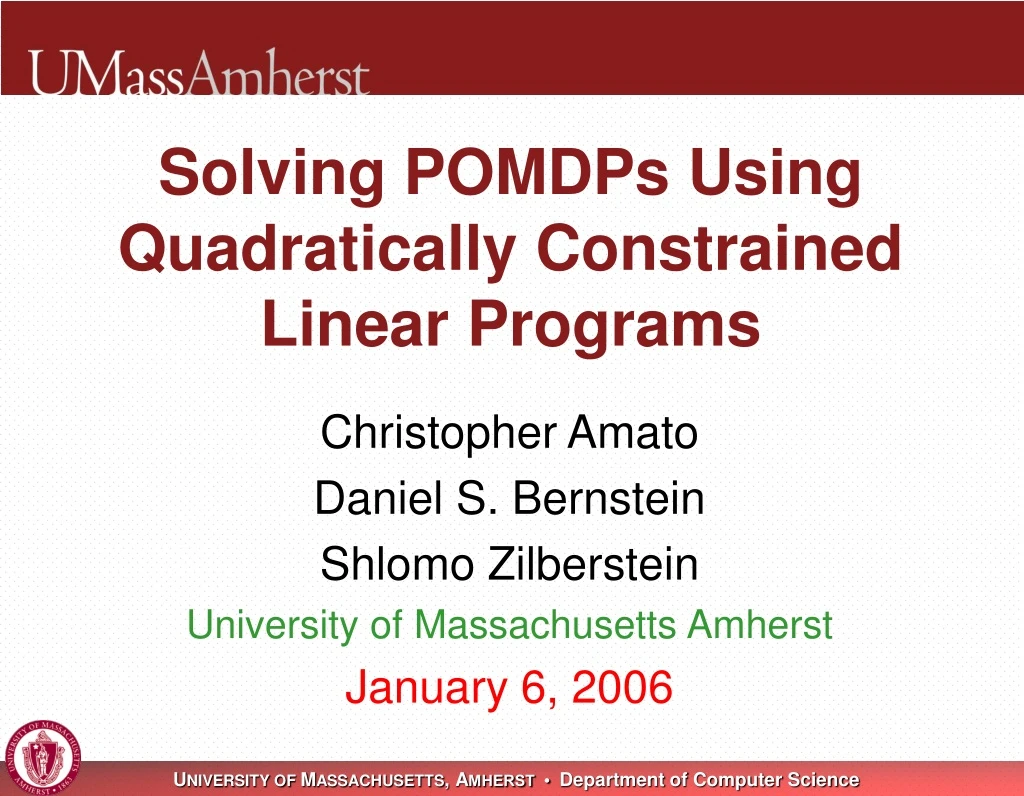 solving pomdps using quadratically constrained linear programs