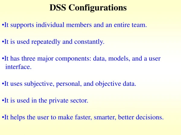 DSS Configurations