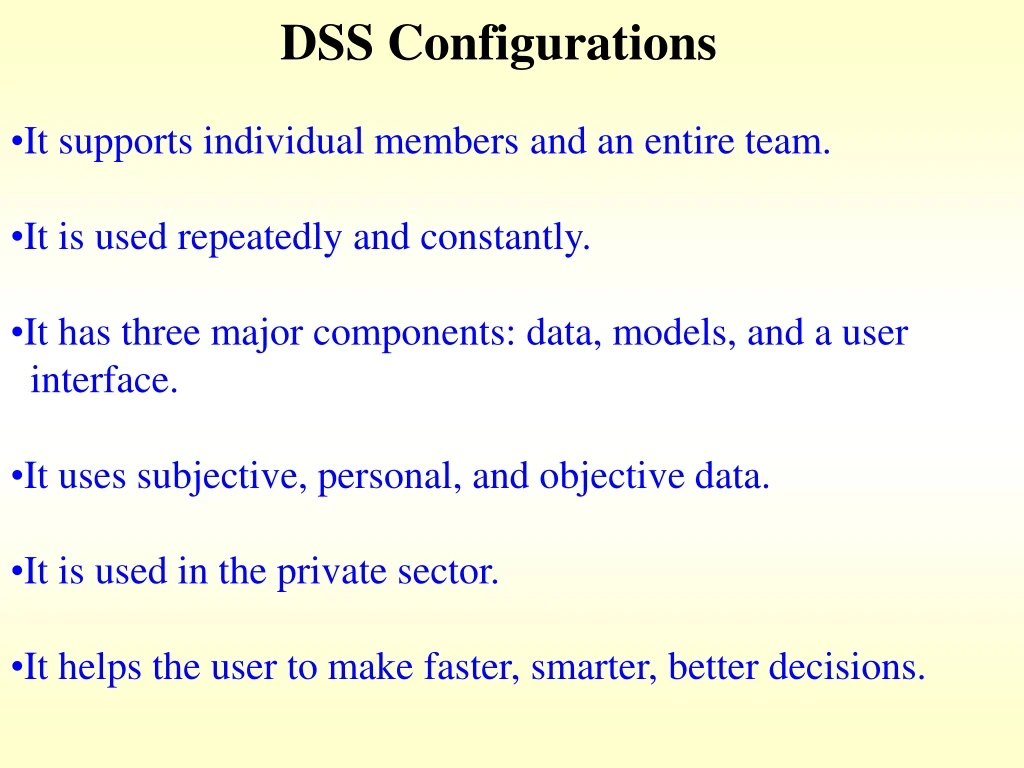 dss configurations