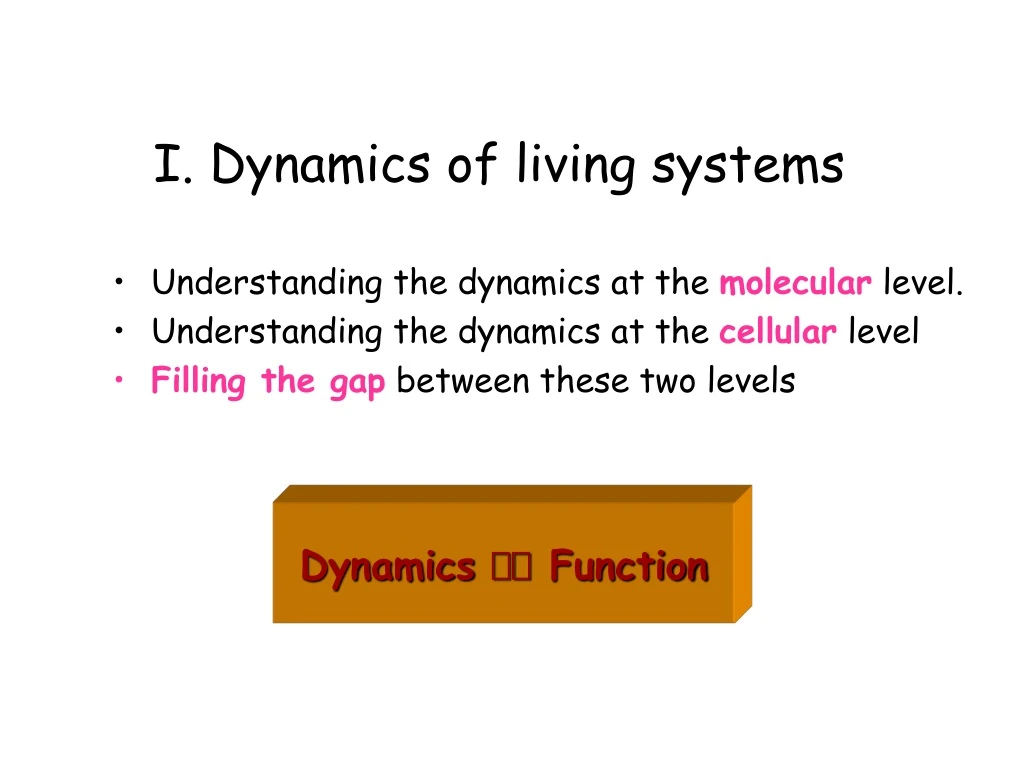 i dynamics of living systems