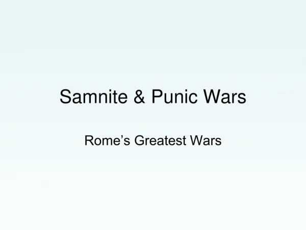 Samnite &amp; Punic Wars