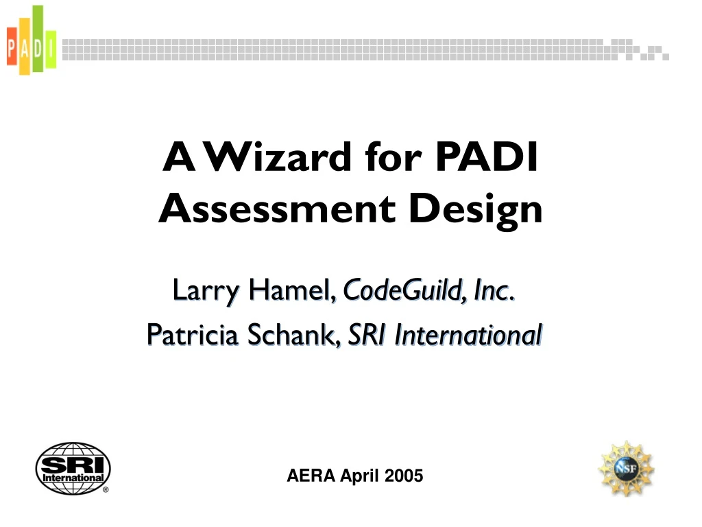 a wizard for padi assessment design