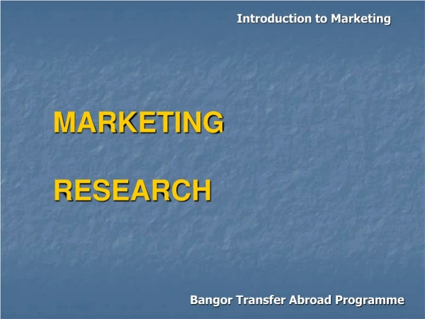 MARKETING  RESEARCH