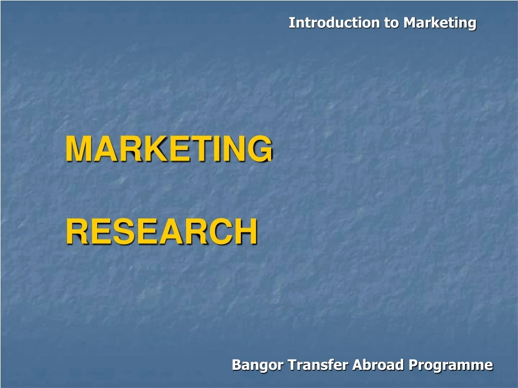 marketing research