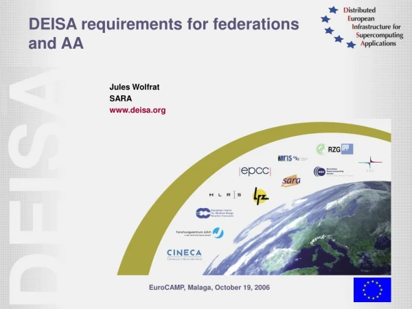 DEISA requirements for federations and AA