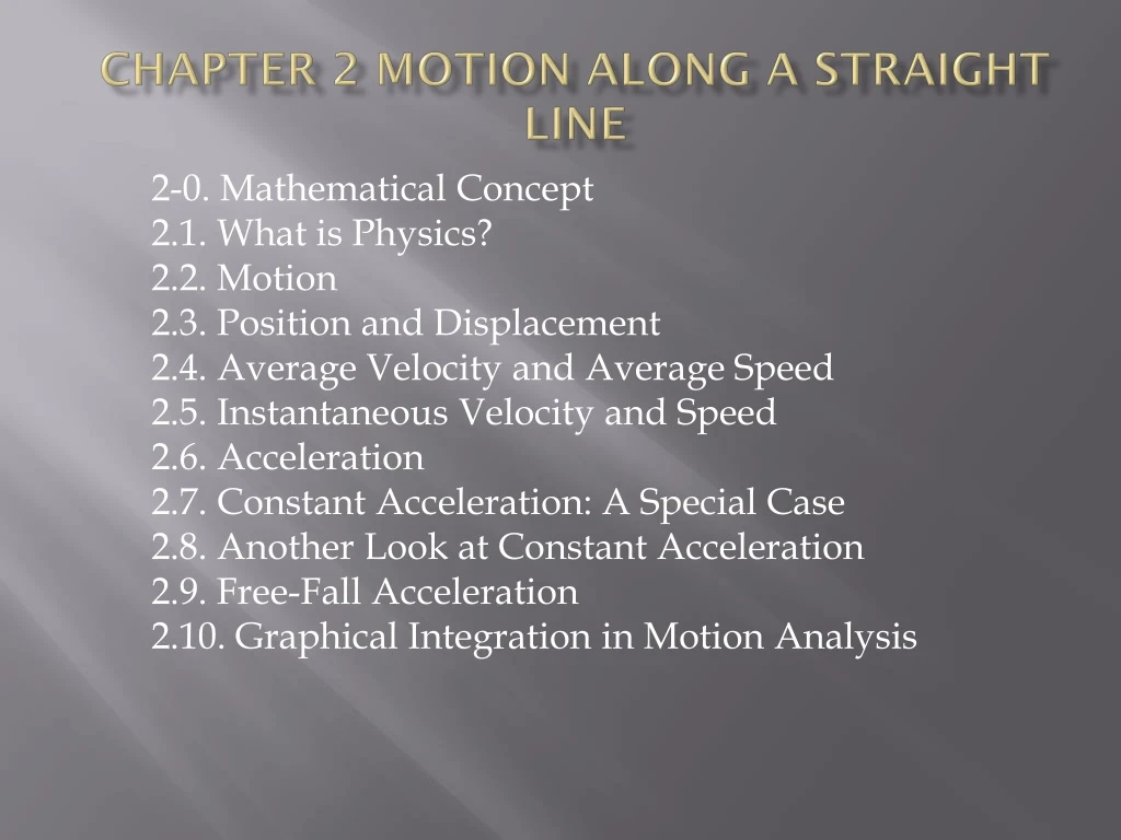 chapter 2 motion along a straight line