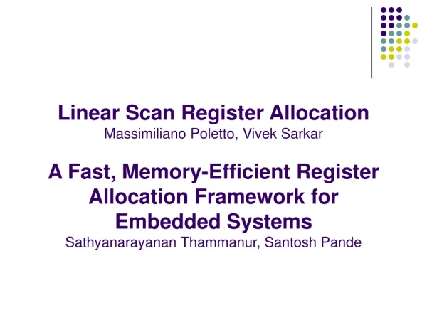Linear Scan Register Allocation