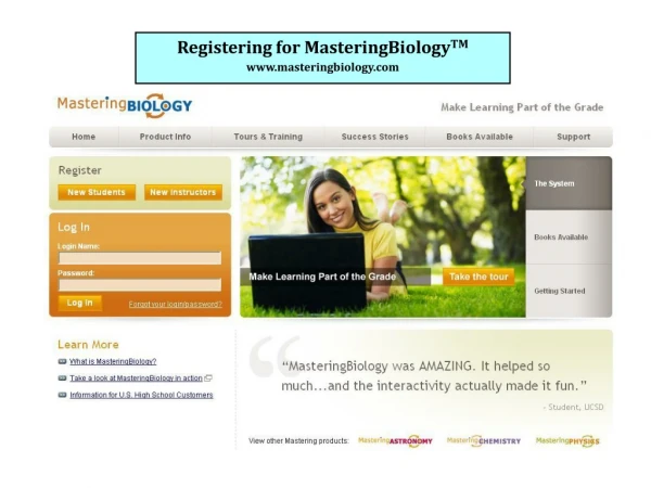 Registering for MasteringBiology TM masteringbiology