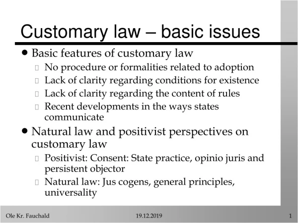Customary law – basic issues