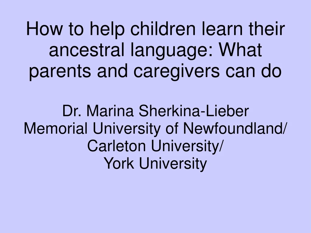 how to help children learn their ancestral