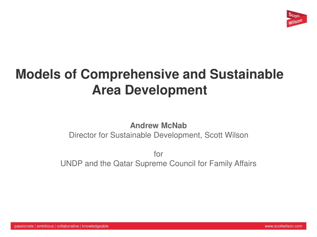 models of comprehensive and sustainable area development