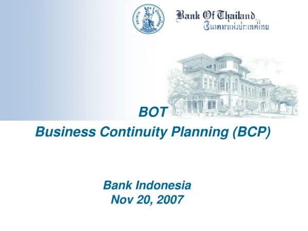 BOT Business Continuity Planning (BCP)