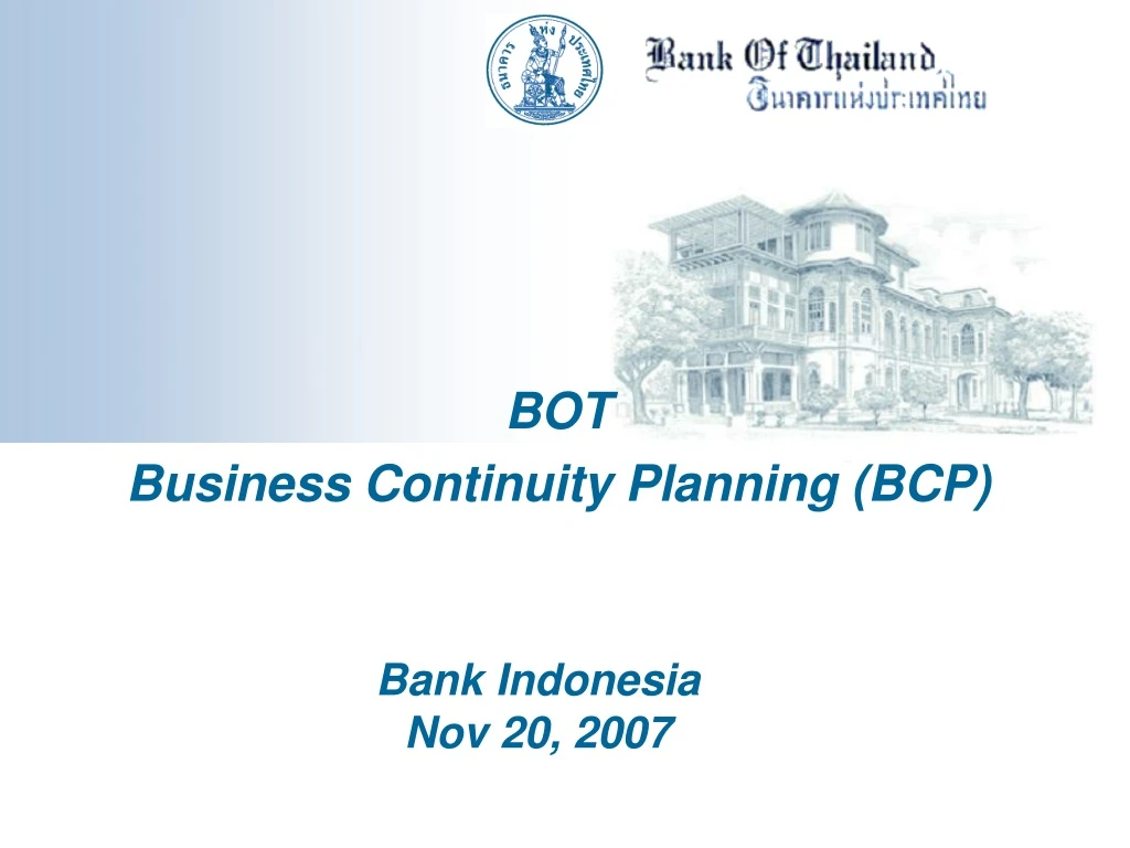 bot business continuity planning bcp