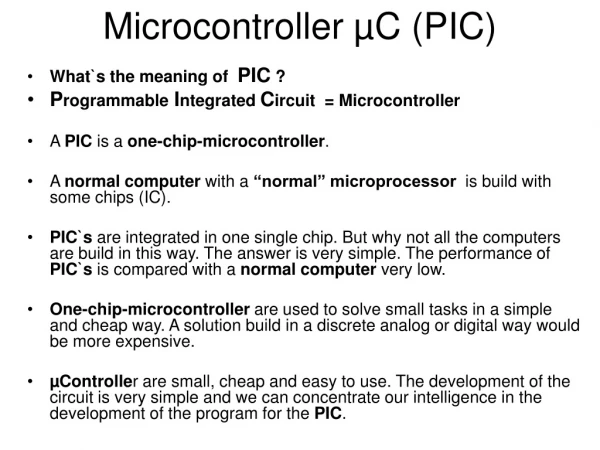 Microcontroller  µC  (PIC)