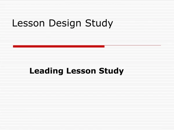 Lesson Design Study