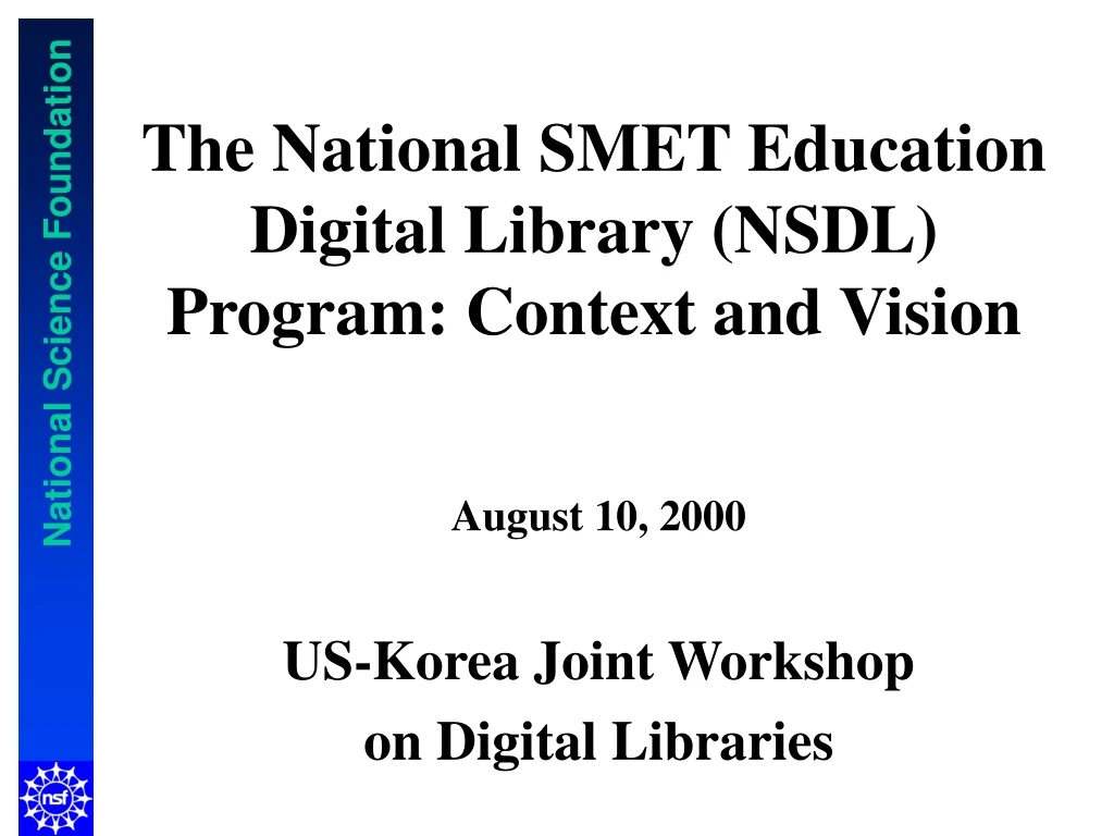 the national smet education digital library nsdl program context and vision