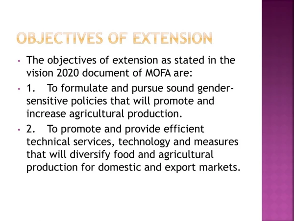 Objectives of Extension