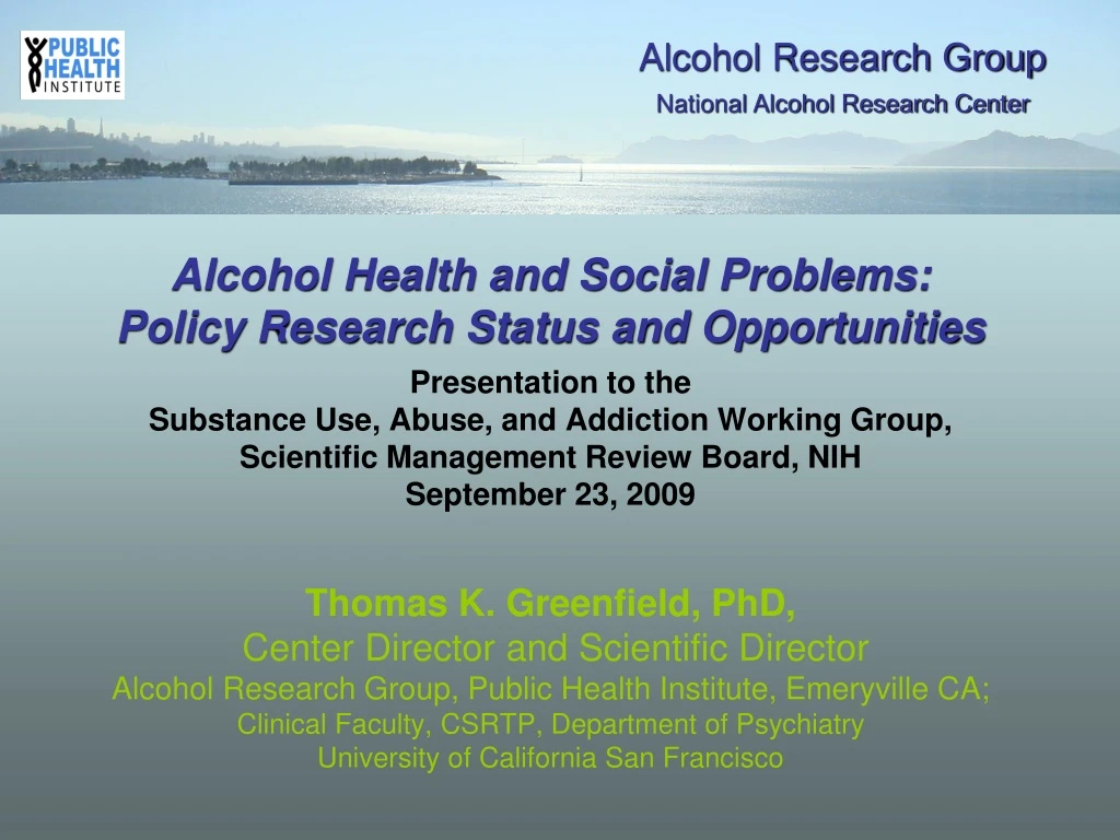 alcohol research group national alcohol research