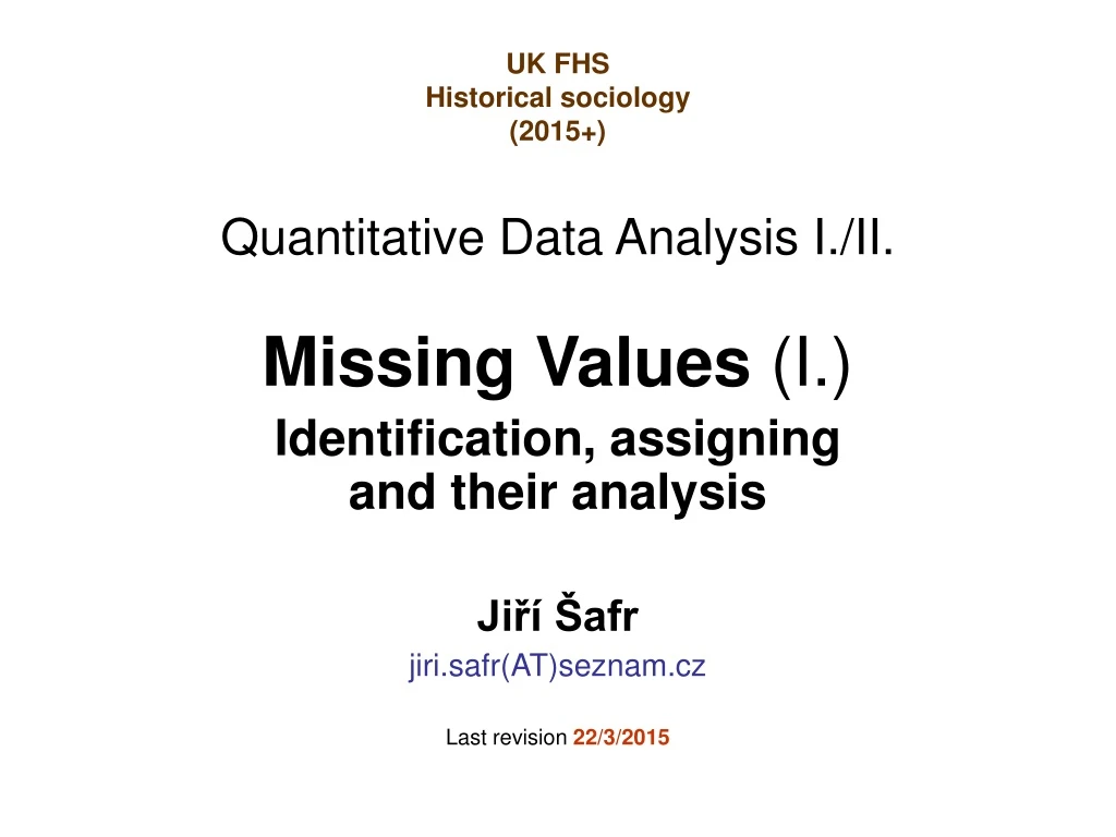 quantitative data analysis i ii