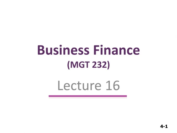 Business Finance (MGT 232)