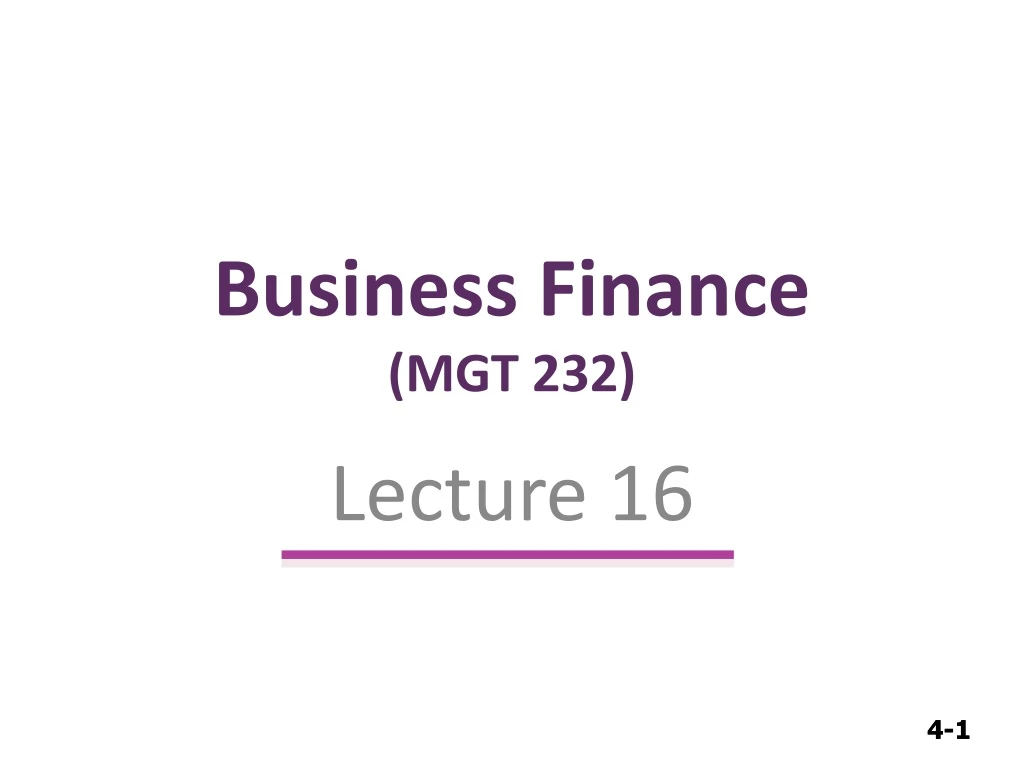 business finance mgt 232
