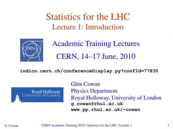 Statistics for the LHC Lecture 1: Introduction