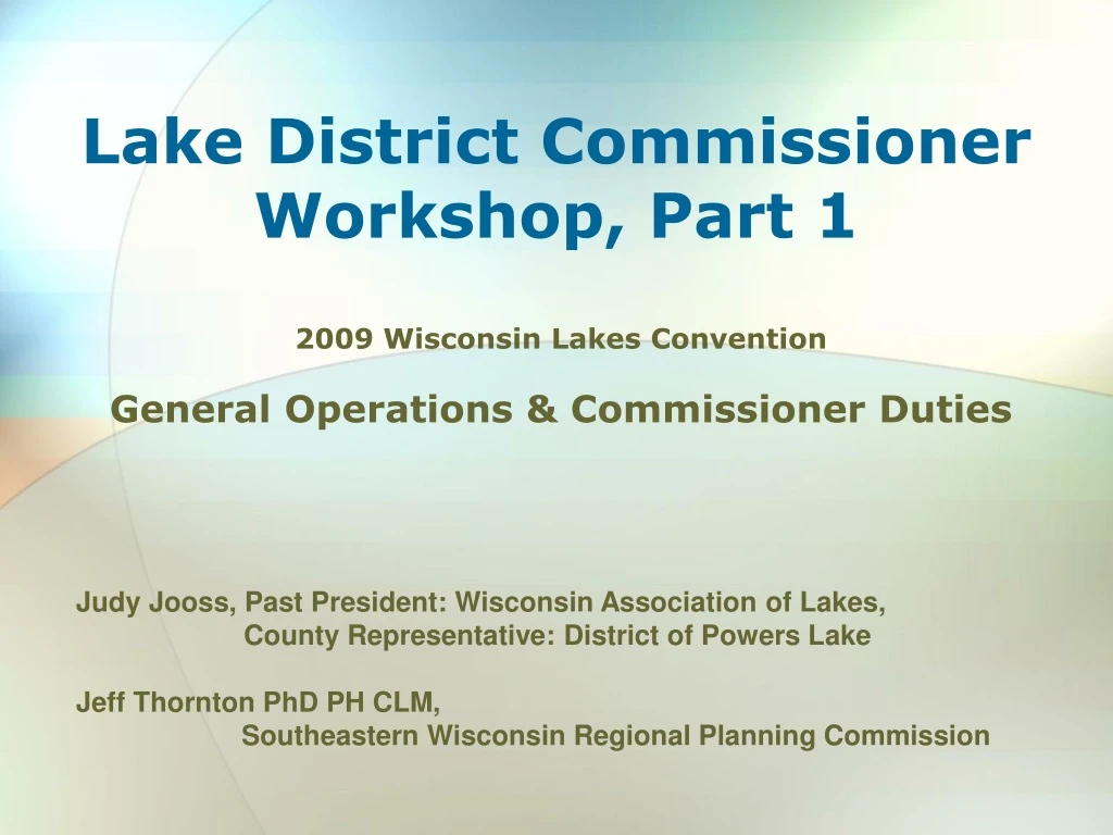 lake district commissioner workshop part 1