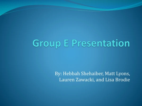 Group E Presentation